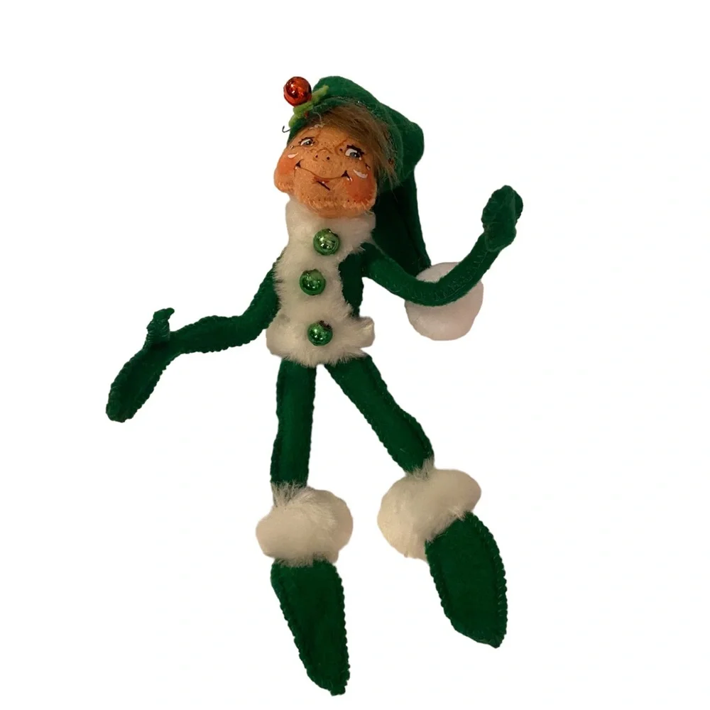 Annalee 5” Green Ribbon Elf